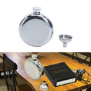 Portable Men Stainless Steel Round Wine Jar Pot Mirror Flagon with Funnel