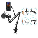 Adjustable Recording Microphone Suspension Boom Scissor Arm Stand+Mic Wind