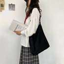 Fashion Corduroy Handbag Chain Totes Lady Shoulder Shopping Bag (Black)