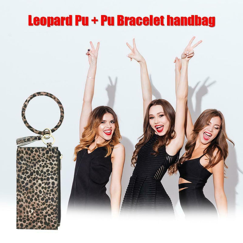 Leopard Women Handbag PU Leather Purse Tassel Keyhain Clutch Bag (Style 6)