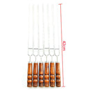 6PCS BBQ Barbecue Steel Grilling Kabob Skewers Needle Wooden Handle