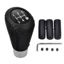 5 Speed Black Leather Universal Aluminum Manual Car Gear Shift Knob New