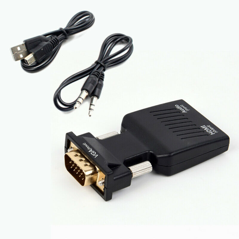 1080P VGA Male to HDMI Female Adapter Converter + USB Audio Cable + Audio AGO