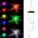 Solar Color Changing Led Light Dragonfly Wind Chimes Home Garden Outdoor De O6T2