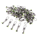 50 Pieces Fishing Barrel Rolling Swivels with Interlock Snaps Connectors L