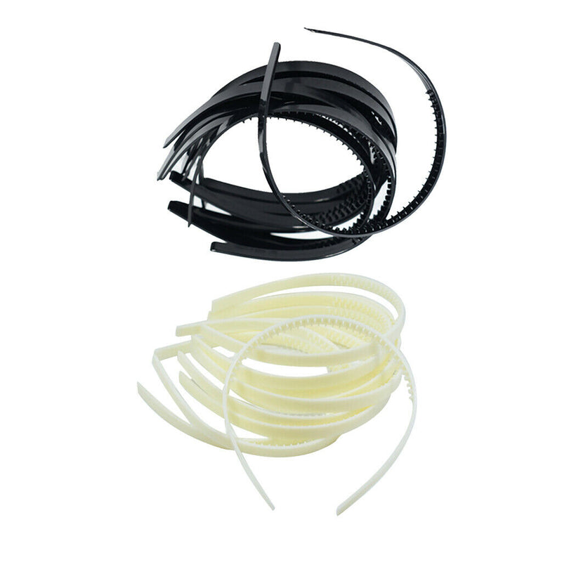 20pcs 10mm Black&White Plastic Alice Hair Bands Headbands DIY Hair Headwear
