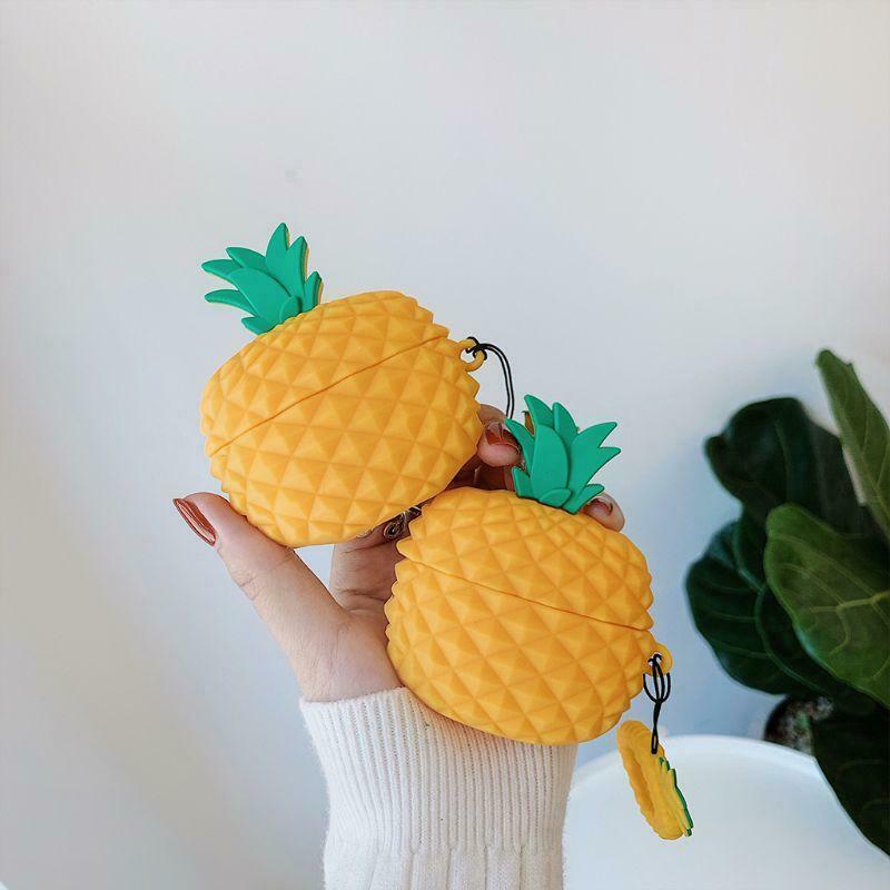 Fresh Pineapple Silicone Case Soft Protective Cover with Lanyard for Airpods Pro