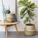 Seagrass Belly Basket Storage Plant Pot Foldable Nursery Laundry Bag Ew