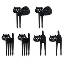Lovely Lunch Box Bento Accessory Decor Black Cat Food Fruit Picks Forks 6pcs