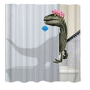 Lovely Bathing Dinosaur Print Shower Curtain Waterproof Bathroom Curtain Ba