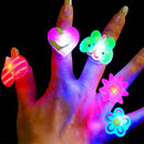 Novelty 10pcs LED Flashing Glow in Dark Finger Rings Party Favor Toys Kids Gifts