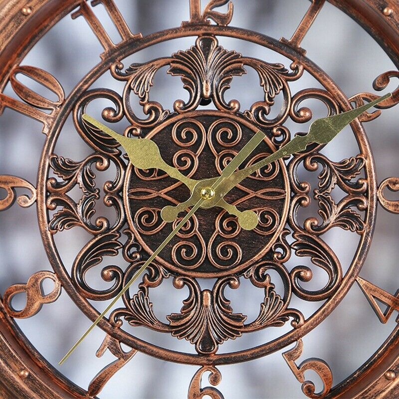 European Style Retro Creative Wall Clock Quartz Clock Round Plastic Fashion H3N3