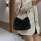 Plush Underarm Pack Shoulder Messenger Bag Women Soft Fluffy Totes (Black)
