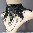 Women Lace Flower Chain Tassel Choker Collar Necklace Gothic Punk Jewelry fwB3C