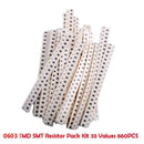 0603 Smd Resistor Kit Assorted Kit 1Ohm-1M Ohm 1% 33Valuesx 20Pcs=660Pcs Sa V9X2