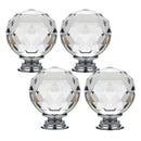 Crystal Door Knob 4pcs Transparent Glass Clear Cabinet Drawer Handle + screwH3S4