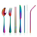 Stainless Steel Flatware Set Reusable Cutlery Set Travel Utensils Set with SE2P5