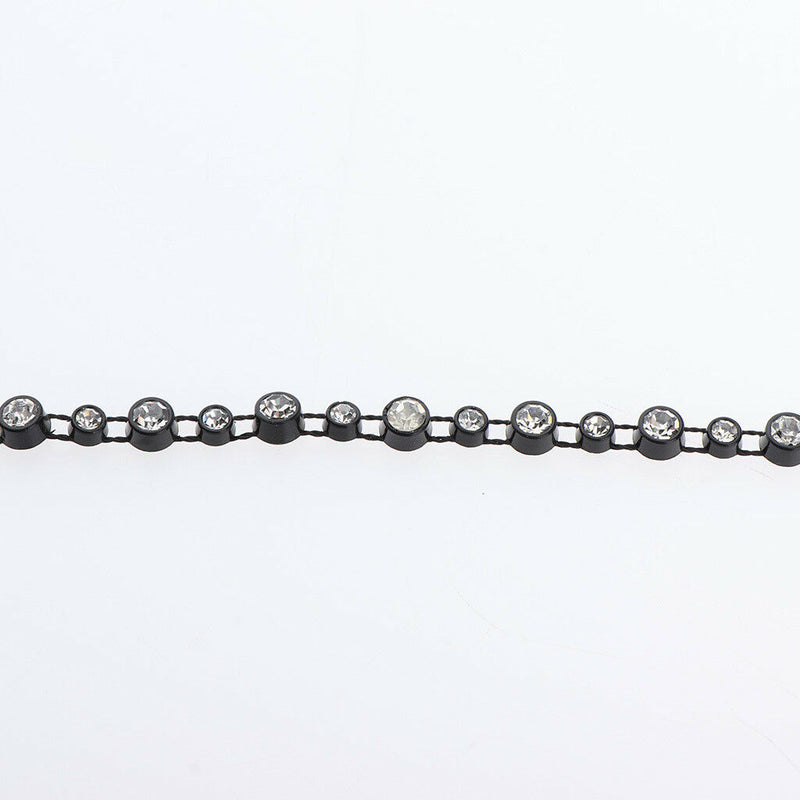 1 Yard Black Round Rhinestone Chain Ribbon Trim DIY Sewing Craft Decoration