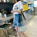 Clear Women Handbag Transparent Shoulder Bag Large Shopping Totes (White)