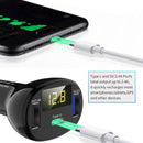 Digital Display Type-C+QC3.0 Fast Charging USB Car Charger for Phone Tablet