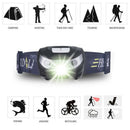 USB charging headlight LED headlight with red warning function outdoor wate P2Y7