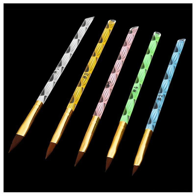 5pcs Acrylic Nail Art UV Gel Carving Pen Brush Liquid Powder DIY No. 2/4/6/ E5X7