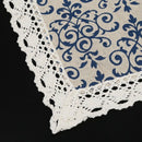Retro Blue and White Table Cloth with Lace Cotton & Linen Print Chinese Sty