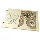 Wedding Guest Books Wooden Heart Hollow Notebook Name Sign Board Craft Gift