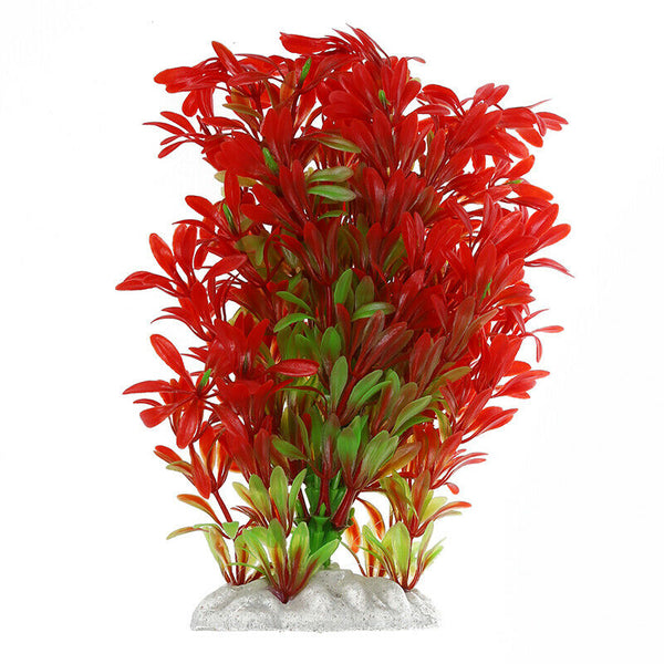 Artificial Plastic Plant Decoration for Aquarium Fish Tank Red Green Color