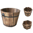 6x Rustic Wood Bucket Flower Pot Garden for Plants Flower Garden Decor