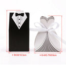 100pcs Bride and Groom Dress Candy Box Tuxedo Ribbon Party Wedding Favors Decor