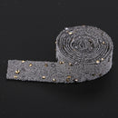 1 Yard Crystal Rhinestone Iron on Applique Chain Banding Trim Ribbon Crafts