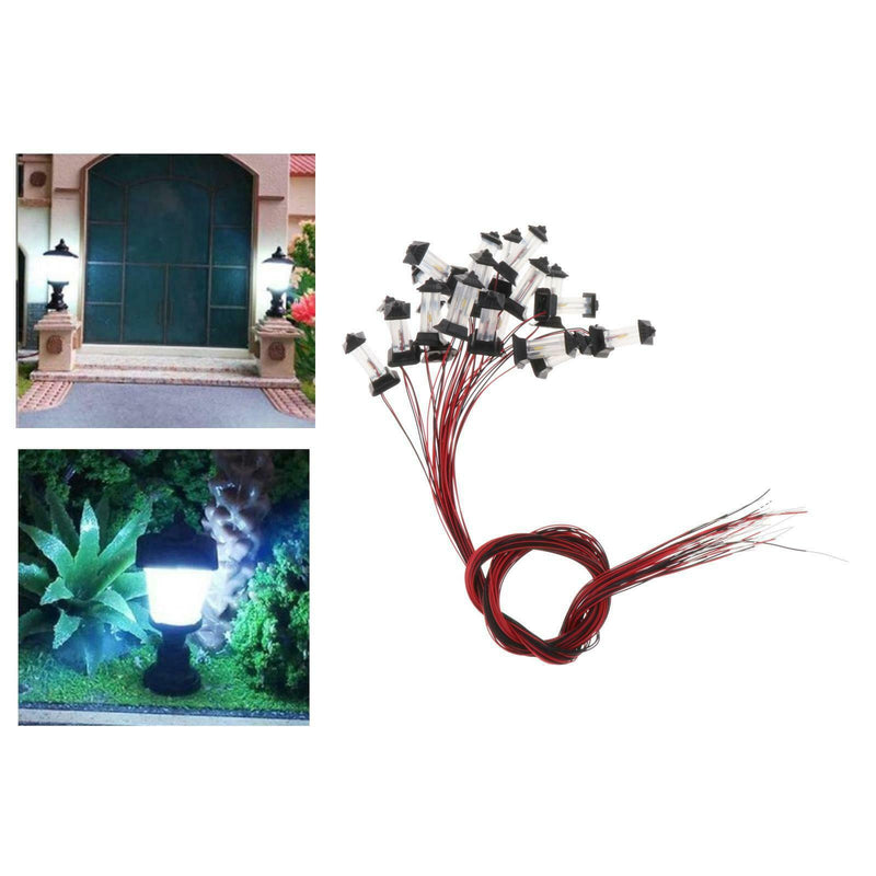 20pcs Mini Lawn LED Light Train Railway Landscape Lamppost 1:100 1:500 Gauge