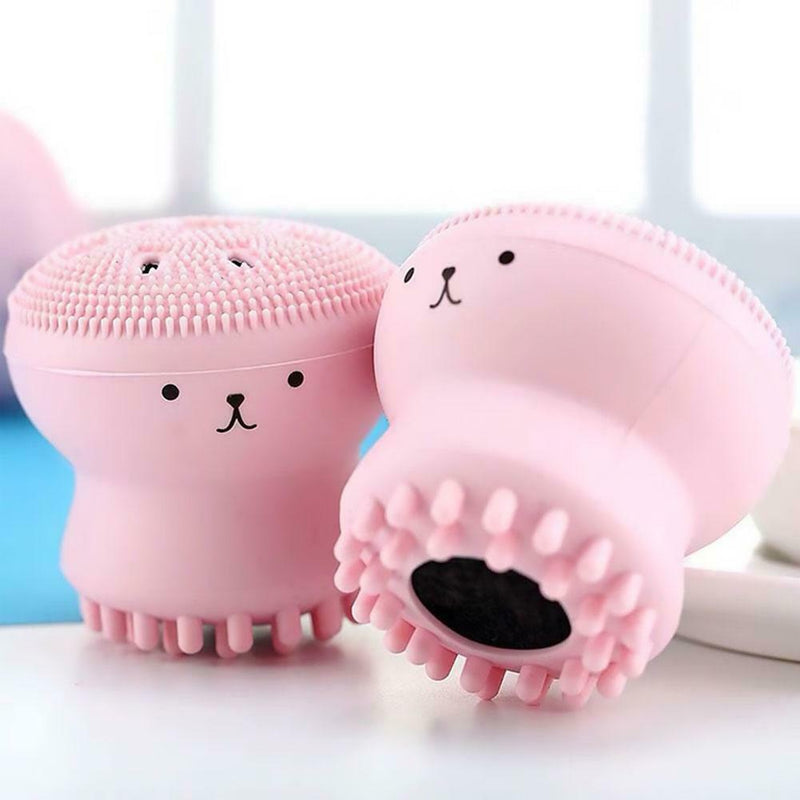 Jellyfish Shaped Silicone Face Cleanser Powder Puff Brush Facial Cleaner Brush