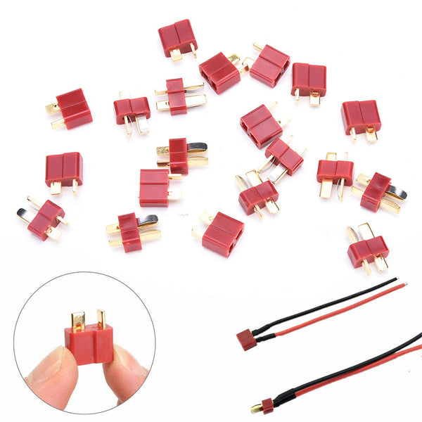 20Pcs 10Pairs T Plugs Male&Female Connectors Deans Styles For RC LiPo Battery %ã€Š
