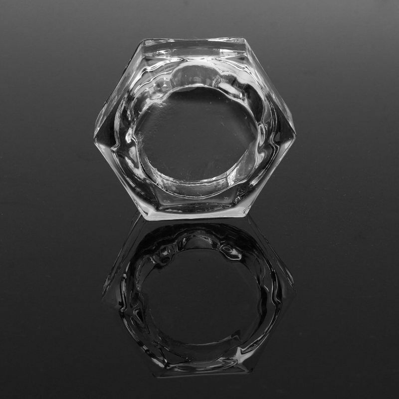 2x Glass Crystal Bowl Cup Dappen Dish Arcylic Nail Art Liquid Powder Container