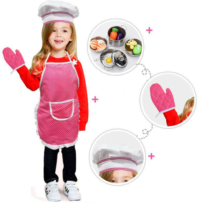 4 Pcs / Lot Kid Chef Clothing Kitchen Cooking Tools Pretend Play