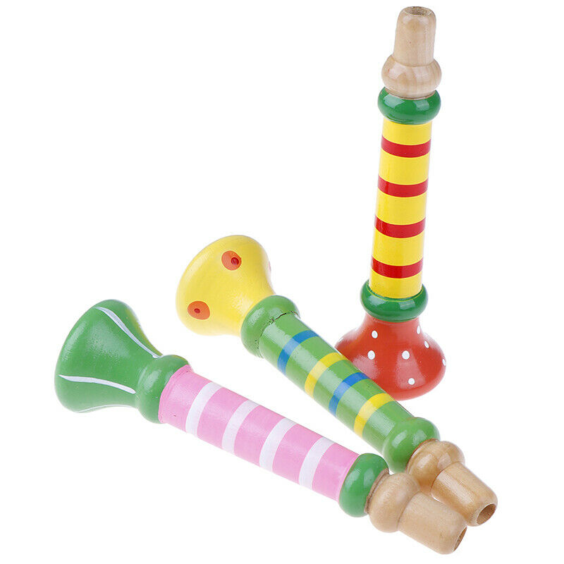 Kids Wooden Horn Whistle Musical Toys Gift Colorful Children Music Study  OZ