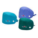 3PCS Women's Scrub Cap Working Hat with Buttons Turban Cotton Bouffant Hat