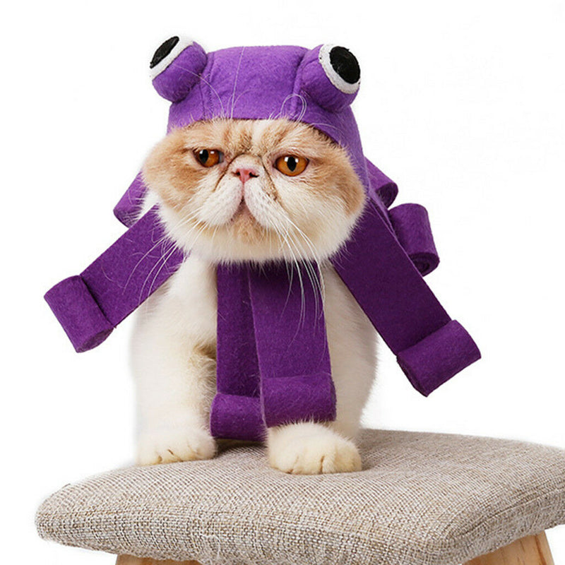 Octopus Wigs Pet Halloween Hat Adjustable Collar for Dog Cat Party Supplies