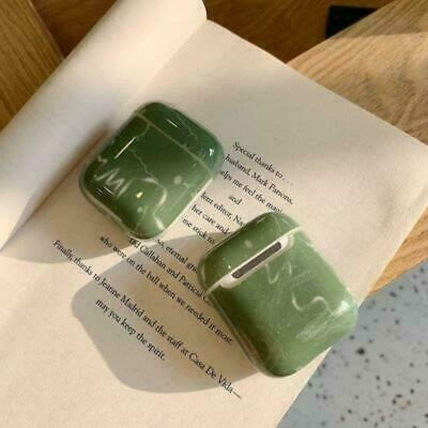 Suitable for AirPods case Luxury green marbled Bluetooth headset set l y