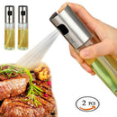 2PCS/Set Glass Oil Spray Bottle Pump Kitchen Olive Oil Sprayer Stainless St T3F8