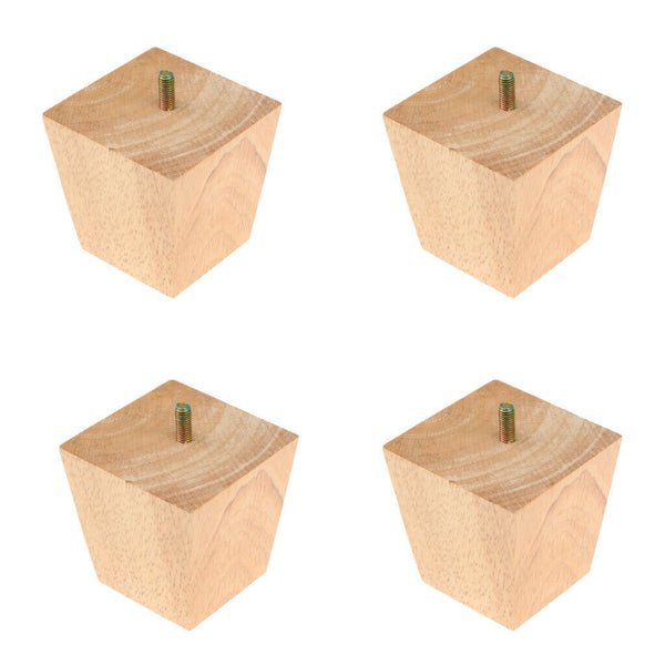 4 Universal Furniture Feet Solid Wood Sofa Riser Leg Square Cone Shape Feet