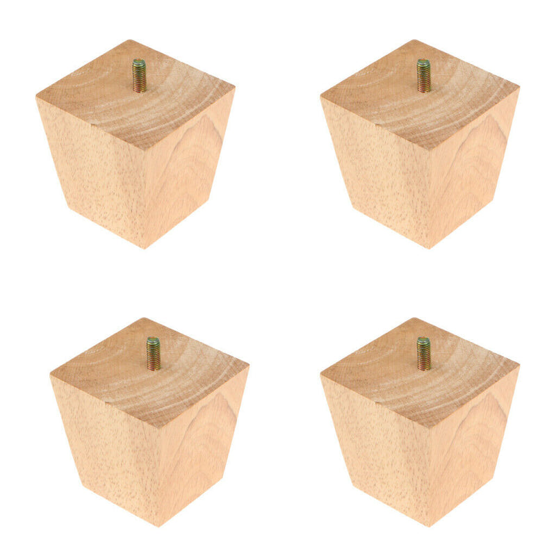 4 Universal Furniture Feet Solid Wood Sofa Riser Leg Square Cone Shape Feet