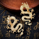 Elegant Women Exaggerated Dragon Carved Stud Earrings Drop Dangle Jewelry Gift