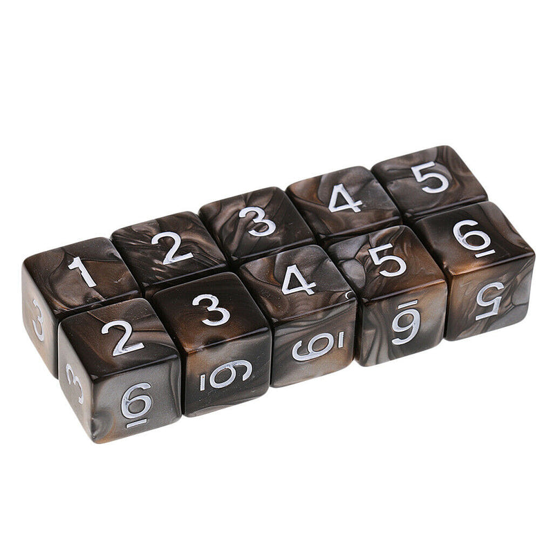 10pcs 6 Sided Dice D6 Polyhedral Dice for Dungeons and Dragons Table Games Gray