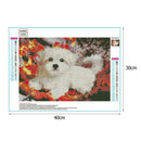 5D DIY Full Drill Diamond Painting White Dog Cross Stitch Embroidery Mosaic