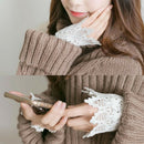 Lace Elegant Women Faux Wrist Sleeve Short Winter Arm Warmer Cuff Wristbands