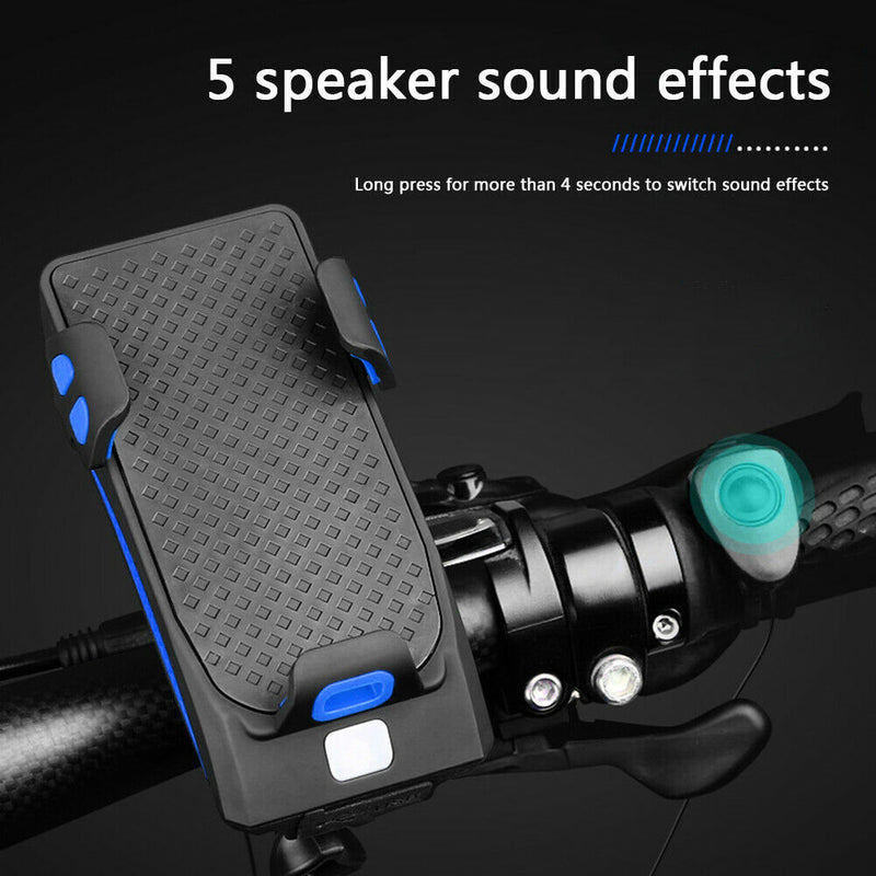 Bicycle Power Bank Phone Rack Holder w/Headlight Speaker (Blue 2000mAh)