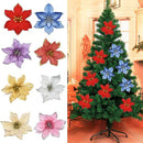 10 Glitter Multi Poinsettia Flower Christmas Wreath Tree Decorations Large 13cm